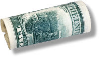 rolled dollar bill